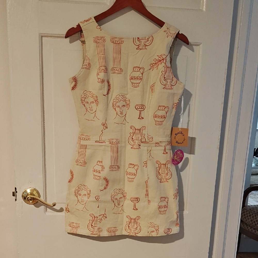 Chic Cream and Orange Patterned Mini Dress